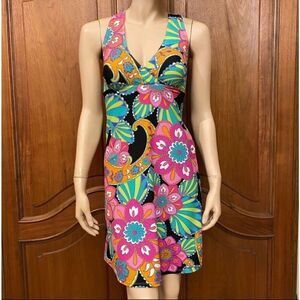 60’s Print Dress Floral Psisley Racerback Size XS